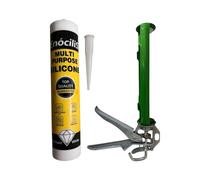 EnociliS Heavy Duty Caulking Gun + 1 Enocilis Silicone Sealant + Packing in Professional Box, 310ml Capacity, Aluminium Handle, Professional Sealant Applicator