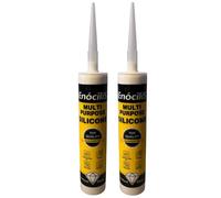 EnociliS - SiliconE - 2 Tubes, Multi Purpose, Anti Mould white, Waterproof, Paintable, for indoor and outdoor use, Long Lasting
