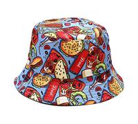 Enodtter Double Side Wear Reversible Bucket Hat, Hamburger Fries Fast Food (Blue), One size