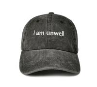 Enodtter Embroidered Baseball Caps for Men and Women, I Am Unwell (Washed Black), One size