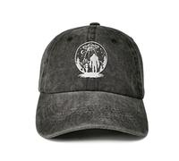 Enodtter Embroidered Baseball Hats for Men and Women, Bigfoot & Alien Under the Moon (Washed Black), One Size