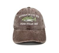 Enodtter Fish Fear Me Women Want Me Embroidered Baseball Caps for Men Boy