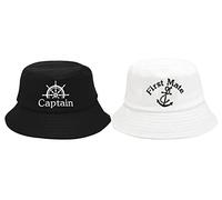 Enodtter Mr Mrs Hubby Wifey Captain First Mate Matching Bucket Hats Set