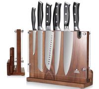 ENOKING Large Magnetic Knife Block Without Knives 31 x 23.5cm, Double Sided Magnetic Knife Holder Stand with Removable Acrylic Shield and Knife Sharpener for Safety