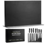 ENOKING Large Magnetic Knife Block Without Knives, Double-Sided Magnetic Knife Holder Stand, Stainless Steel Knife Storage Rack for Kitchen Countertop (14in Black)