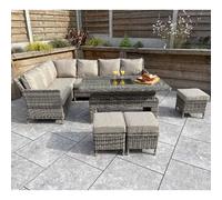 enola glass top garden corner lift top dining set in nature grey