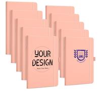 ENOMY 10 Pack A5 Personalised Notebooks Value Bundle Custom PU Leather Journals for School University Events Group Gifts Lists Pink