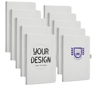 ENOMY 10 Pack A5 Personalised Notebooks Value Bundle Custom PU Leather Journals for School University Events Group Gifts Sliver