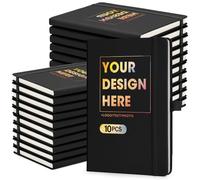 ENOMY 10 Pack Personalised Notebook with Logo/Text/Photo A5 Custom Diary Bulk Notebook for College Graduation Office, Business Promotion Idea Black