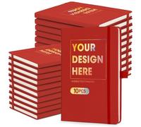 ENOMY 10 Pack Personalised Notebook with Logo/Text/Photo A5 Custom Diary Bulk Notebook for College Graduation Office, Business Promotion Idea Red