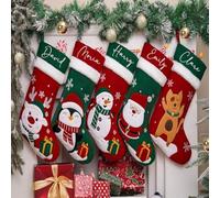 ENOMY 18 Inch Large Knitted Christmas Stocking with Snowman Design Personalised Embroidered Name for Family Fireplace Hanging Xmas Holiday Decoration