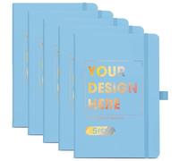 ENOMY 5 Pcs A5 Personalised Notebooks Customized Hardcover Custom Notebook with Logo/Text/Image Writing Journal for College Office Friend Sky Blue