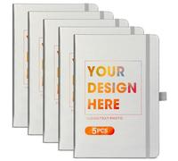 ENOMY 5 Pcs A5 Personalised Notebooks Customized Hardcover Custom Notebook with Logo/Text/Image Writing Journal for College Office Friend Sliver