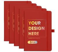 ENOMY 5 Pcs A5 Personalised Notebooks Customized Hardcover Custom Notebook with Logo/Text/Image Writing Journal for College Office Friend Red