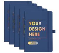 ENOMY 5 Pcs A5 Personalised Notebooks Customized Hardcover Custom Notebook with Logo/Text/Image Writing Journal for College Office Friend Blue