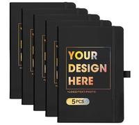 ENOMY 5 Pcs A5 Personalised Notebooks Customized Hardcover Custom Notebook with Logo/Text/Image Writing Journal for College Office Friend Black