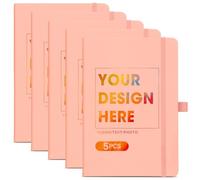 ENOMY 5 Pcs A5 Personalised Notebooks Customized Hardcover Custom Notebook with Logo/Text/Image Writing Journal for College Office Friend Pink