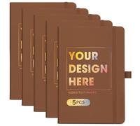 ENOMY 5 Pcs A5 Personalised Notebooks Customized Hardcover Custom Notebook with Logo/Text/Image Writing Journal for College Office Friend Brown