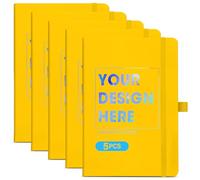 ENOMY 5 Pcs A5 Personalised Notebooks Customized Hardcover Custom Notebook with Logo/Text/Image Writing Journal for College Office Friend Yellow