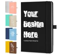 ENOMY A5 Personalised Notebook Custom Hardcover Executive Journal Daily Planner Work Notebook Customised with Logo Text Image Black
