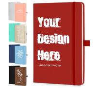 ENOMY A5 Personalised Notebook Custom Hardcover Executive Journal Daily Planner Work Notebook Customised with Logo Text Image Red