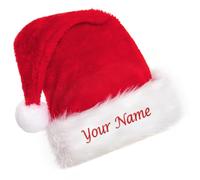 ENOMY Custom Plush Santa Hat with Name - Personalised Knitted Christmas Hat for Party, Festive Xmas Accessories for Adults Kids Men Women