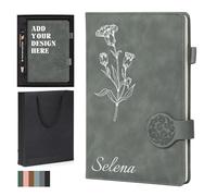 ENOMY Customised Executive Notebook Set A5 Leather Journal with Pen Personalised Work Diary for Men Women Business Gifts Grey