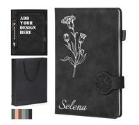 ENOMY Customised Executive Notebook Set A5 Leather Journal with Pen Personalised Work Diary for Men Women Business Gifts Black