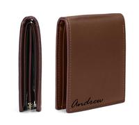 ENOMY Customised PU Leather Wallet for Men Personalised Wallet for Father Son Boyfriend Gifts for Wedding Father's Day Anniversary Birthday Graduate (Brown)