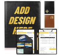 ENOMY Customized A4 Portfolio Folder PU Leather Personalised Certificate Folder with Name/Logo Executive Document Holder for Office Business Men Women Ideal Conference & Gift Black