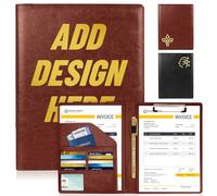 ENOMY Customized A4 Portfolio Folder PU Leather Personalised Certificate Folder with Name/Logo Executive Document Holder for Office Business Men Women Ideal Conference & Gift Brown