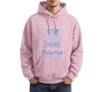 ENOMY Design Your Own Mens Hoodie On Both Sides This Fully Personalised Hoodie For Men Is An Essential For Streetwear Gym Wear And Travel Clothing Pink