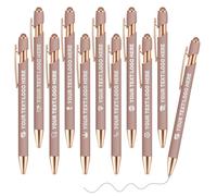 ENOMY Handwriting Pens 10 Pcs Pack Personalised Retractable Ballpoint Pens with Stylus Tips Smooth Black Ink Laser Engraved Personalized RoseGold