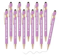 ENOMY Handwriting Pens 10 Pcs Pack Personalised Retractable Ballpoint Pens with Stylus Tips Smooth Black Ink Laser Engraved Personalized Pink