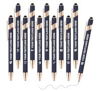 ENOMY Handwriting Pens 10 Pcs Pack Personalised Retractable Ballpoint Pens with Stylus Tips Smooth Black Ink Laser Engraved Personalized NavyBlue