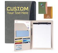 ENOMY Personalised A4 Portfolio Folder Waterproof PU Leather Conference Certificate Folder Custom Business Document Holder for Office Meetings Engrave Your Logo or Name Blue