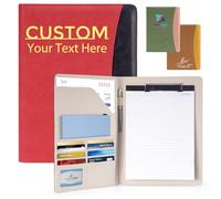 ENOMY Personalised A4 Portfolio Folder Waterproof PU Leather Conference Certificate Folder Custom Business Document Holder for Office Meetings Engrave Your Logo or Name Red