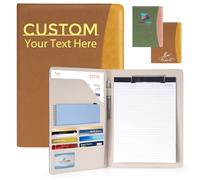 ENOMY Personalised A4 Portfolio Folder Waterproof PU Leather Conference Certificate Folder Custom Business Document Holder for Office Meetings Engrave Your Logo or Name Brown