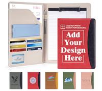 ENOMY Personalised A4 PU Leather Portfolio Waterproof PU Business Conference Folder Professional Document Certificate Holder for Corporate Meetings Office Presentations Custom Name Logo Red