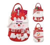 ENOMY Personalised Christmas Bags with Handles - Custom Xmas Tote Bag with Embroidery Text Christmas Sweet Bags for Presents for Mom Dad Family Kids