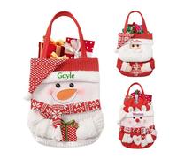 ENOMY Personalised Christmas Bags with Handles - Custom Xmas Tote Bag with Embroidery Text Christmas Sweet Bags for Presents for Mom Dad Family Kids