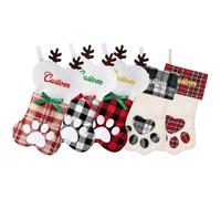 ENOMY Personalised Dog Christmas Stocking 18 Inch Large Knit Bone Design Custom Name Embroidered Pet Stocking for Fireplace Hanging Festive Decor