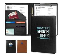 ENOMY Personalised Folders PU Leather Customized Portfolio Folder with Logo/Text/Image Professional Document Holder for Business Office Resumes Interviews Idea Gift Black