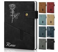 ENOMY Personalised Notebook A5 Leather Custom Personalized Notebooks with Logo & Text Daily Journal Notepad for Men Women Hardcover Notebook for Business Work College Idea Gift Black
