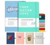 ENOMY Personalised Notebook Custom Logo/Text/Image personalized notebooks A5 Executive Customized Journal & Student Notepad Diary Hardcover Gift Lake Blue