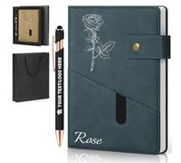 ENOMY Personalised Notebook Journal Set with Personalized Pen & Gift Box Engraved Logo/Text/Image Customized Notebook Best Gift for Birthday Corporate, Business College Grey Blue