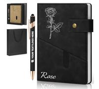 ENOMY Personalised Notebook Journal Set with Personalized Pen & Gift Box Engraved Logo/Text/Image Customized Notebook Best Gift for Birthday Corporate, Business College Black