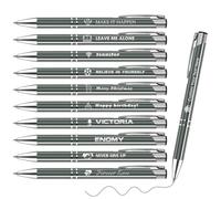 ENOMY Personalised Pens with Name/Logo/Message Custom Pens Customize Pens Engraved Ballpoint Pen in Bulk Black Ink for Businesses Offices College Grey