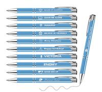 ENOMY Personalised Pens with Name/Logo/Message Custom Pens Customize Pens Engraved Ballpoint Pen in Bulk Black Ink for Businesses Offices College LightBlue