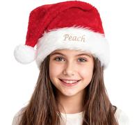 ENOMY Personalised Plush Santa Hat with Name - Custom Knitted Christmas Hat for Party, Xmas Accessories for Adults Kids Men Women